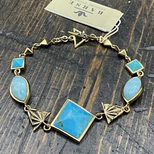 Barse Sphinx Toggle Bracelet- Turquoise & Amazonite- Bronze- NWT